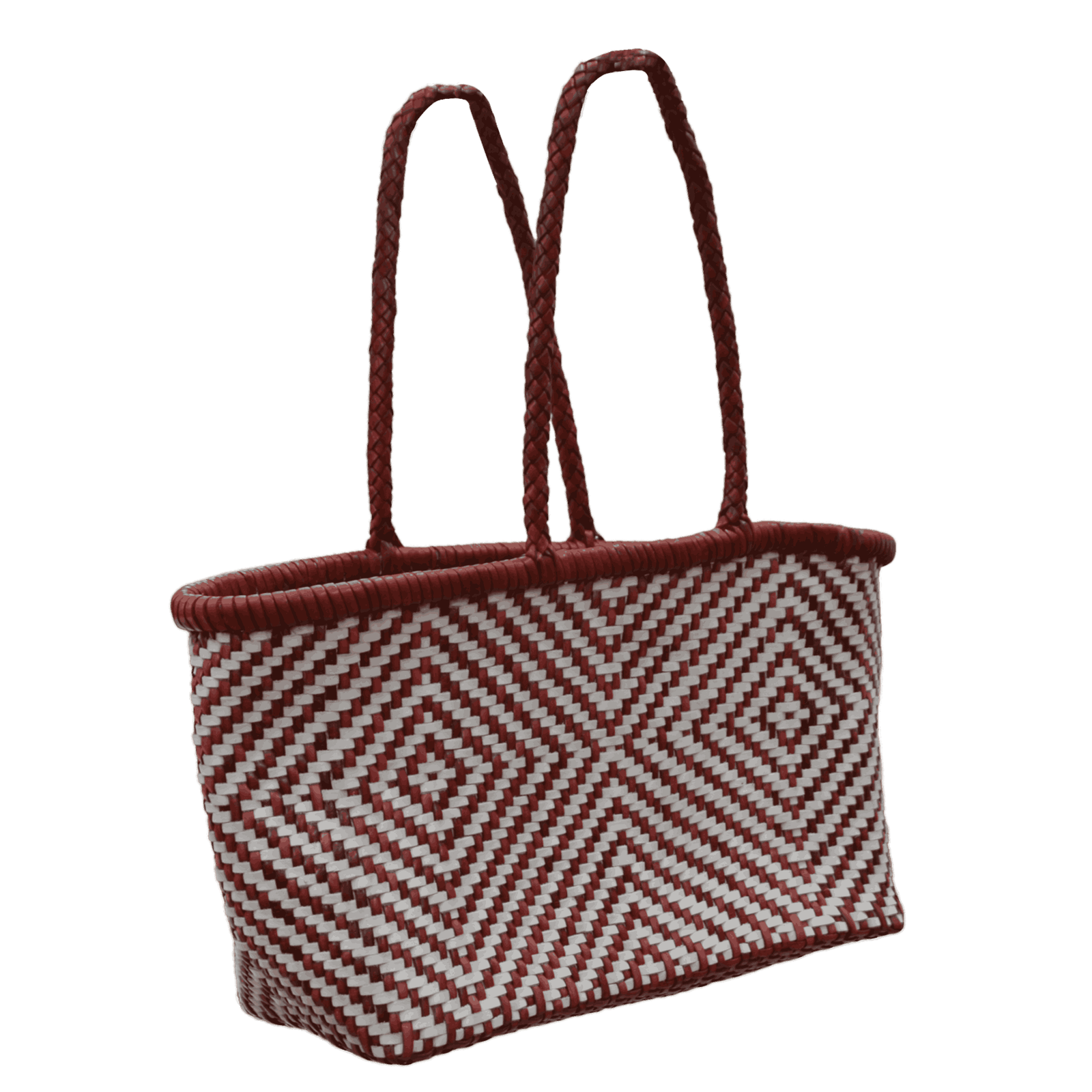 Red & White Woven Tote Bag
