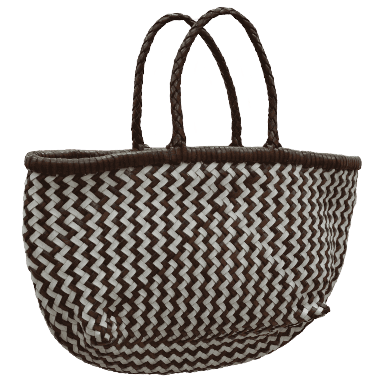 Black & White Herringbone Woven Tote Bag