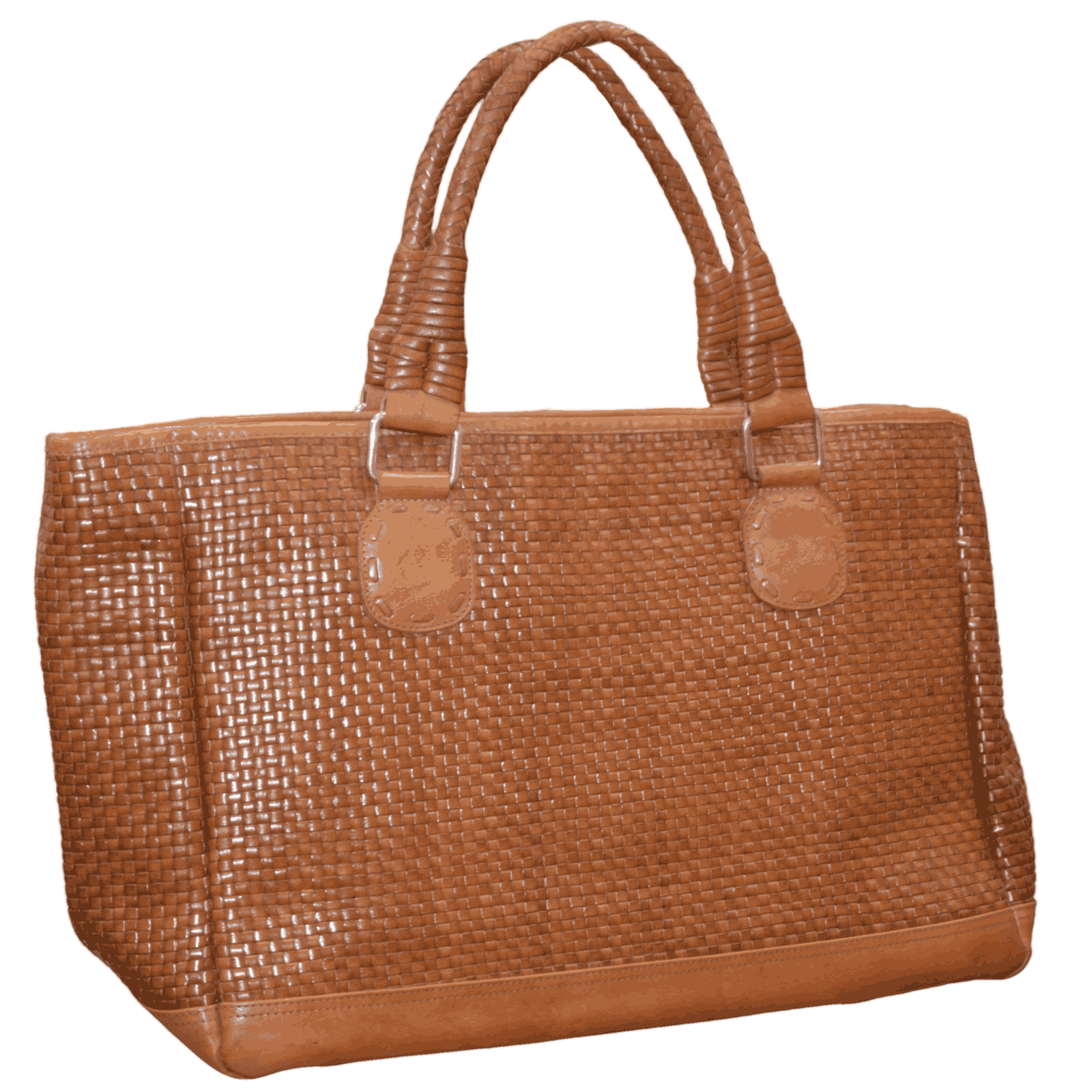Woven Leather Carryall Tote