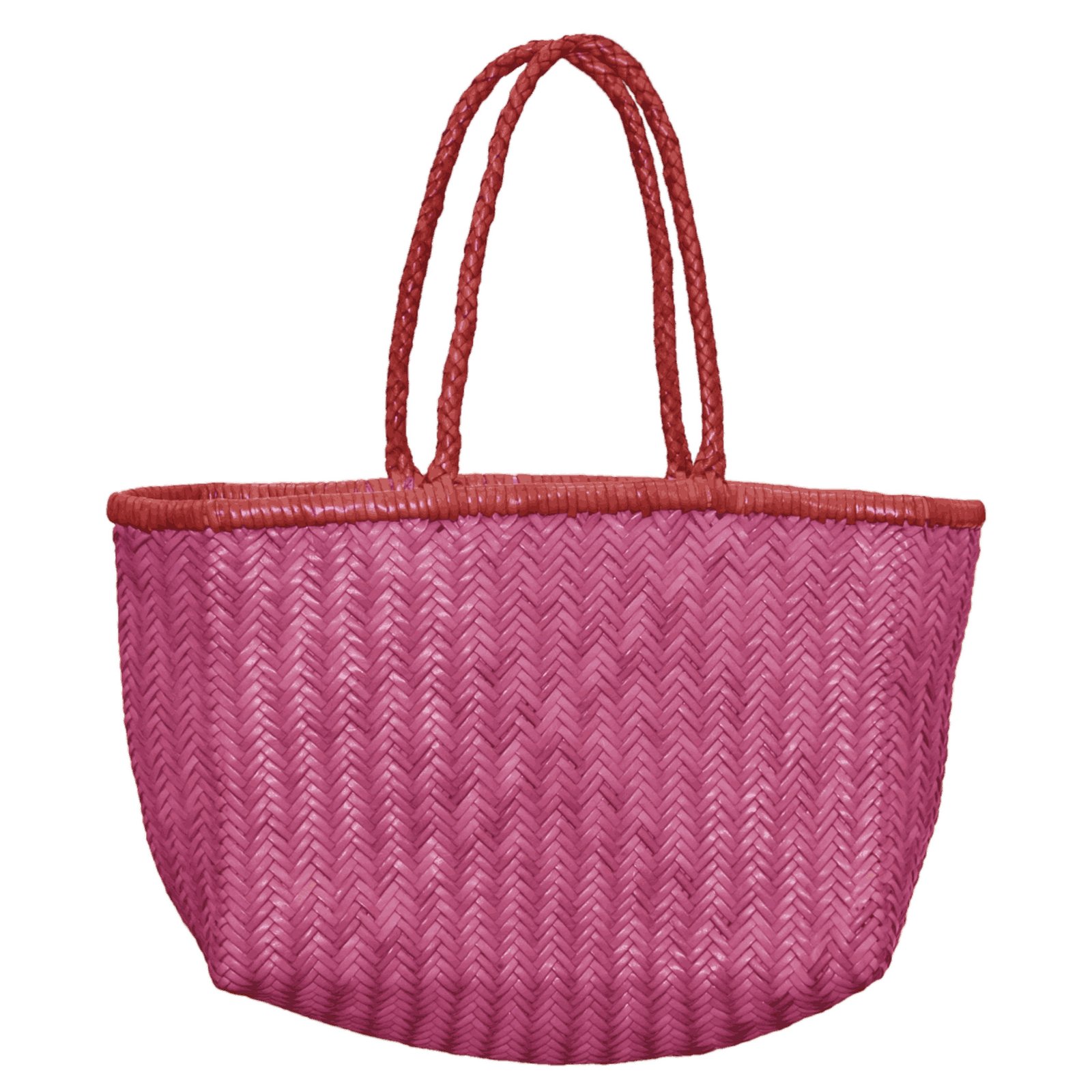 Vibrant Pink Herringbone Woven Tote Bag
