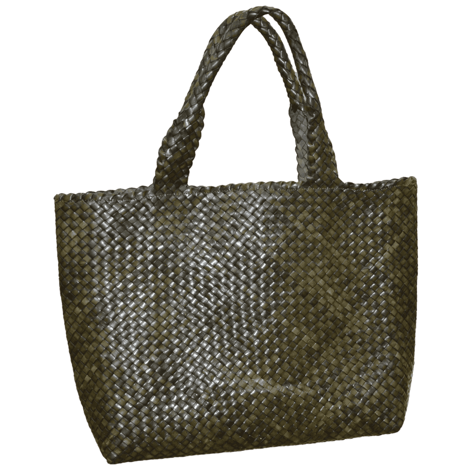 Olive Green Woven Tote Bag