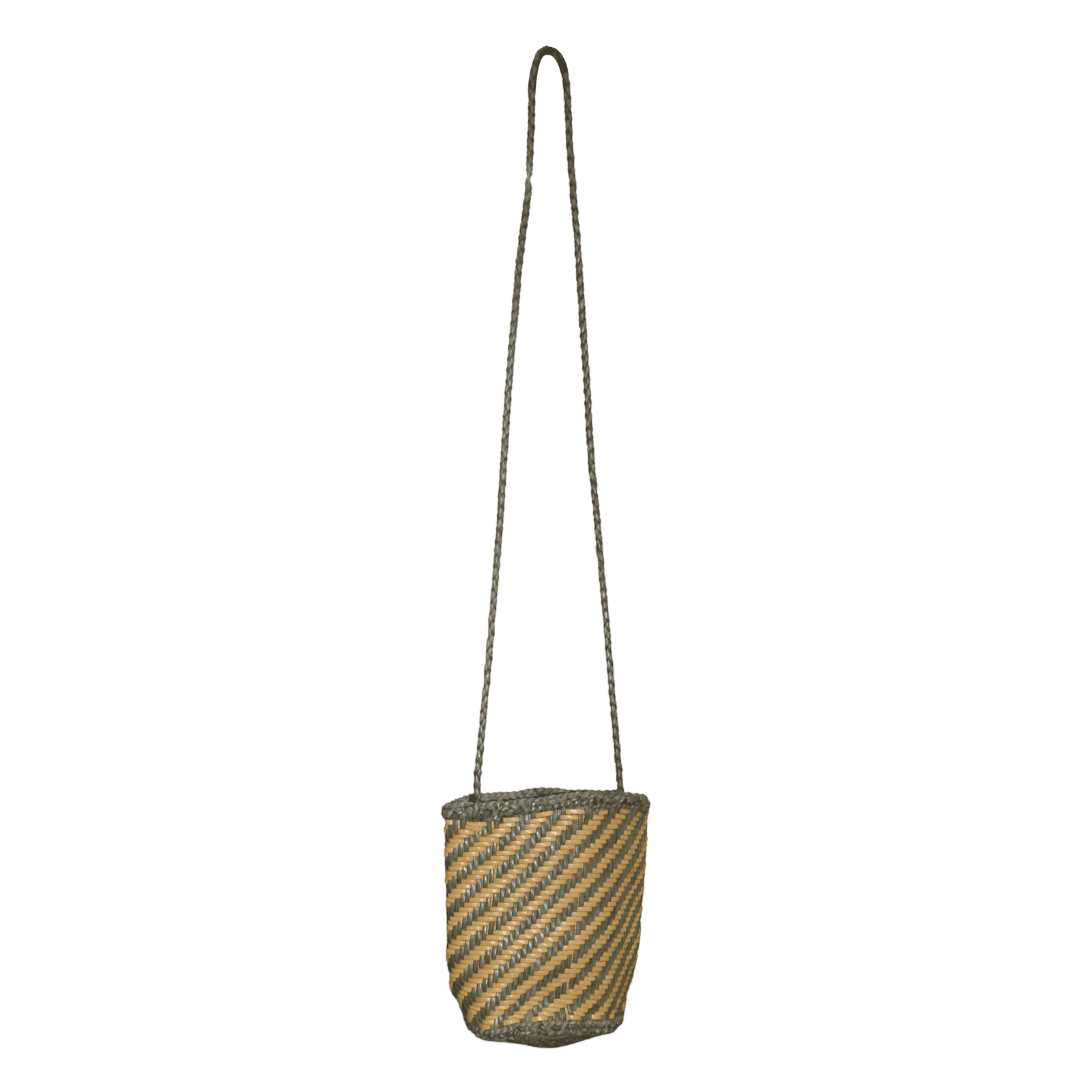 Gray & Beige Woven Crossbody Bag