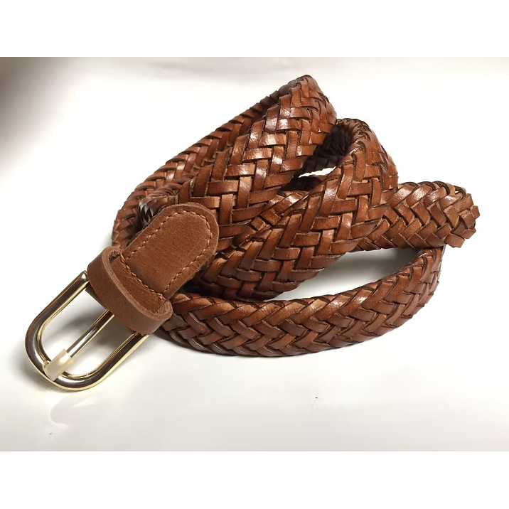 Rustic Oak Tubular Braided Leather Belt