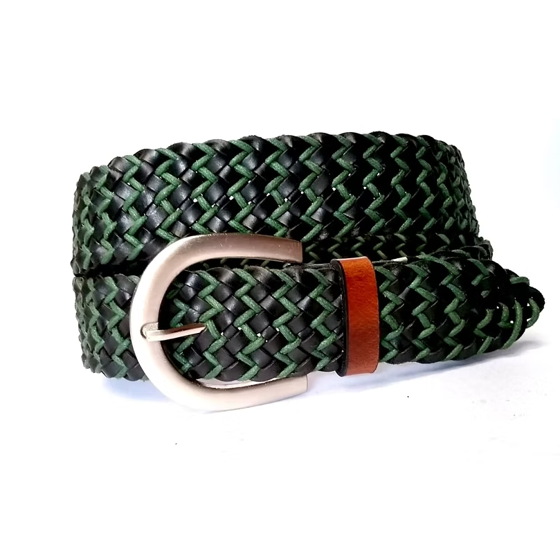 "Forest Shadow" Leather & Waxed Cord Braided Belt