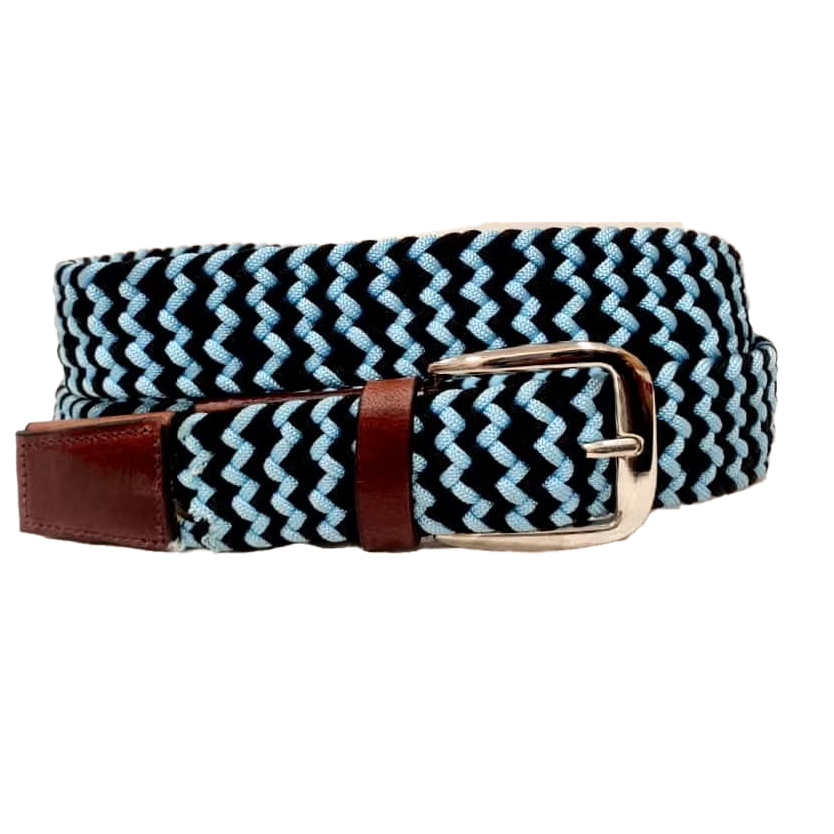 "Arctic Wave" Two-Tone Zig-Zag Elastic Belt