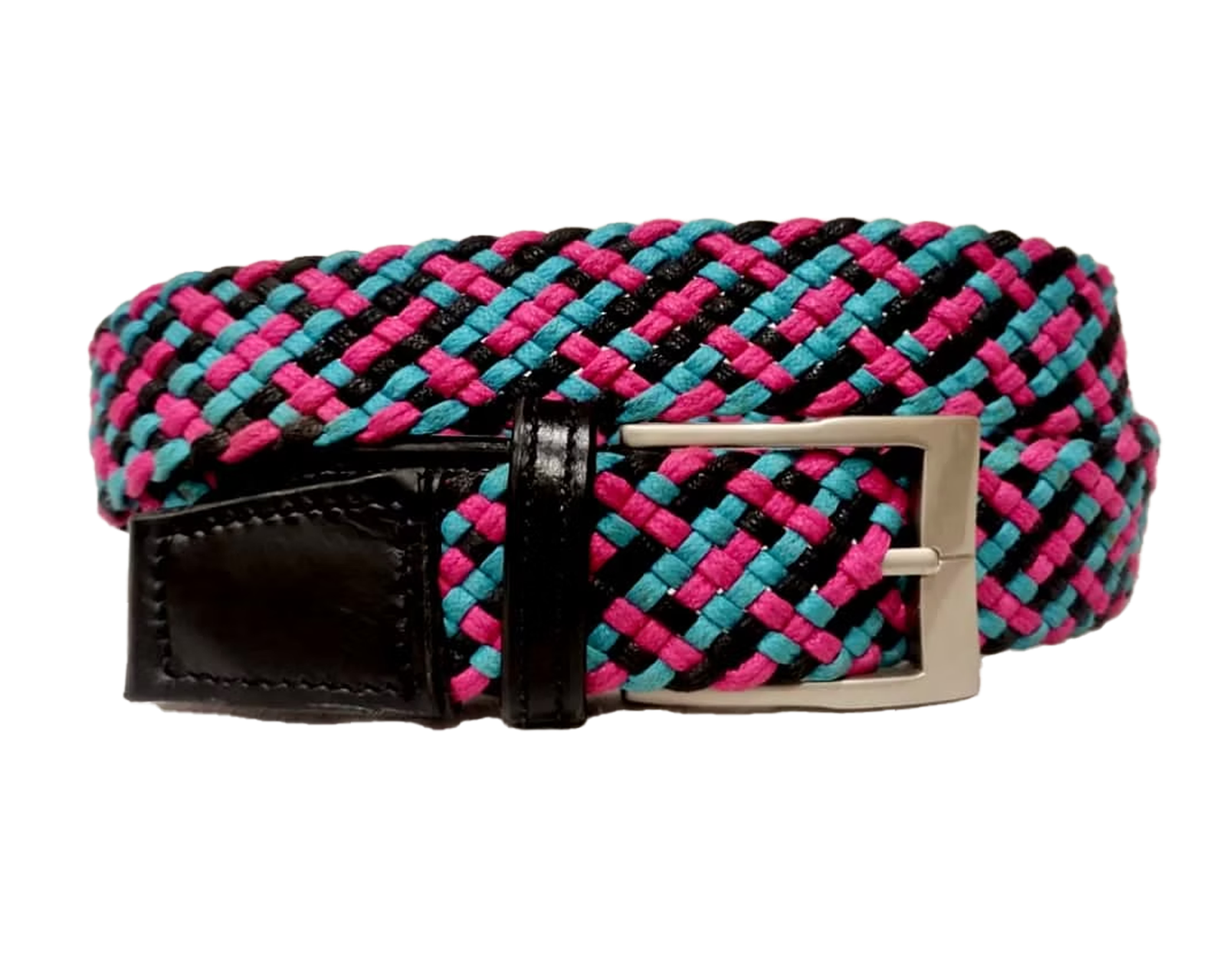 "Cyber Neon" Tri-Color Mosaic Elastic Belt