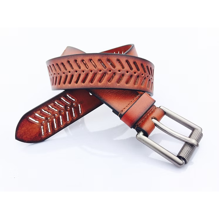 "Burnished Chevron" Perforated Casual Belt