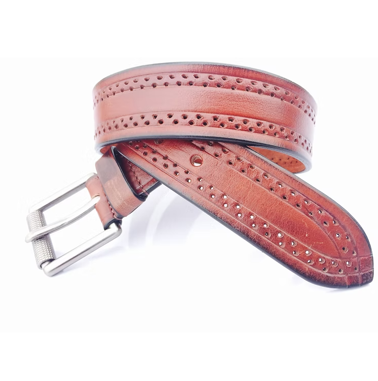 "Chestnut Brogue" Perforated Casual Belt