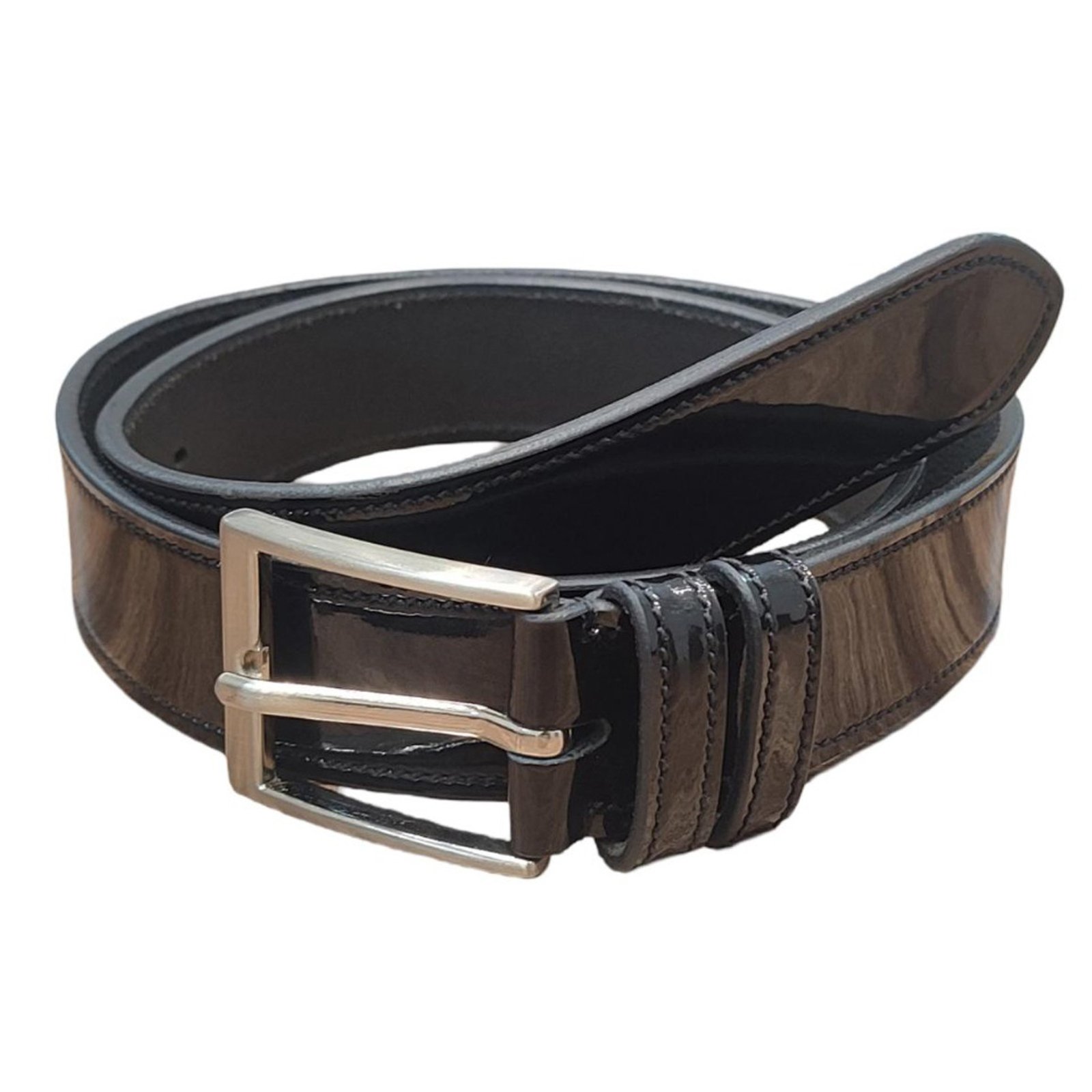 "Obsidian Gloss" Stitched Casual Belt