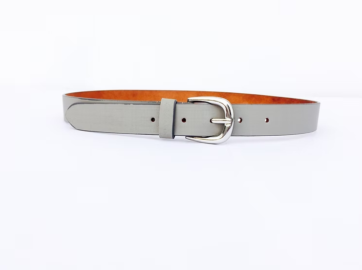 "Dove Grey" Minimalist Leather Belt