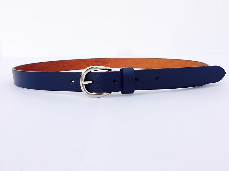 "Midnight Navy" Slim Leather Belt