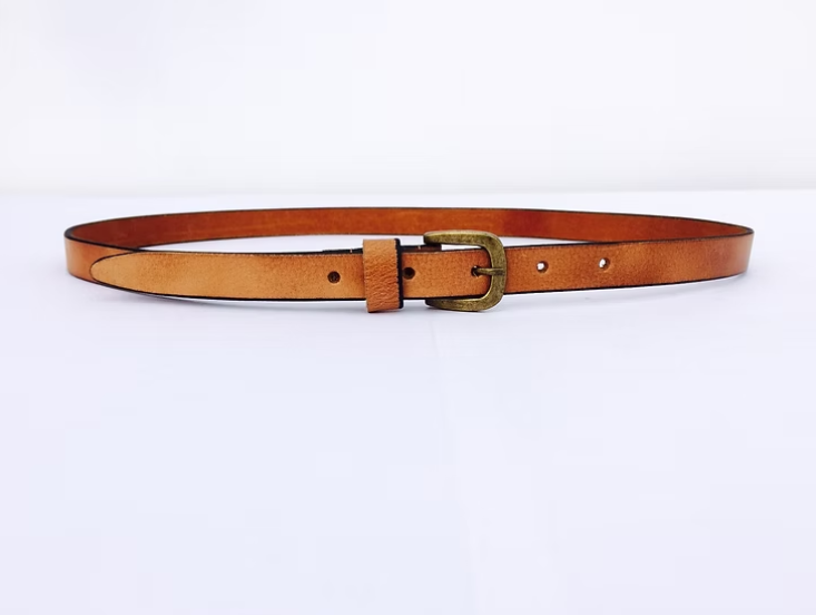 "Honey Tan" Skinny Leather Belt