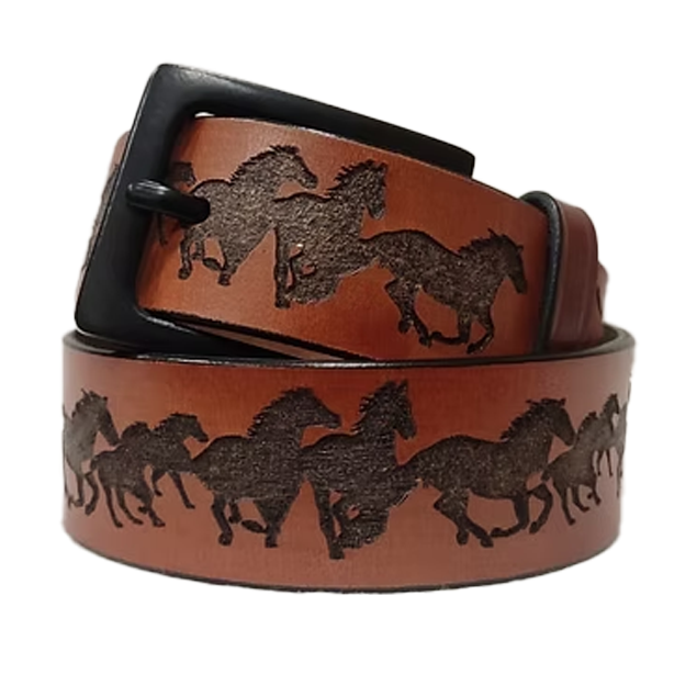 Rustic Stallion Laser-Etched Riding Belt