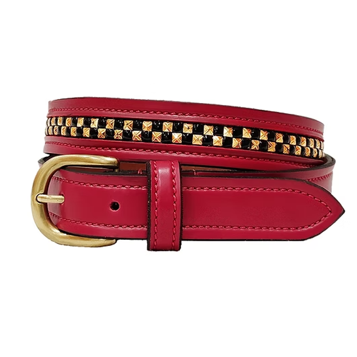 Ruby "Golden Stud" Checkered Riding Belt