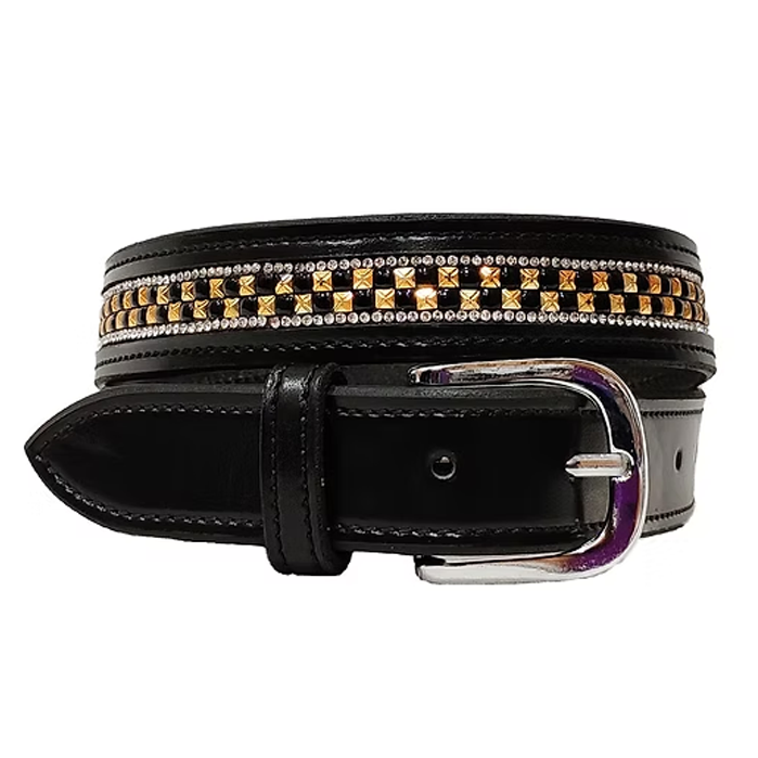 Onyx "Gilded Lattice" Studded Riding Belt