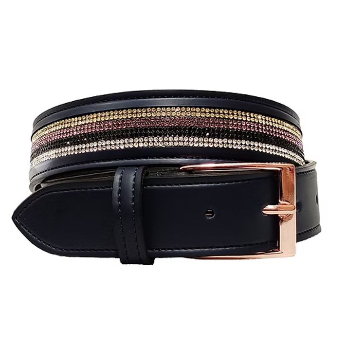 Navy "Sunset Horizon" Multi-Tone Crystal Belt