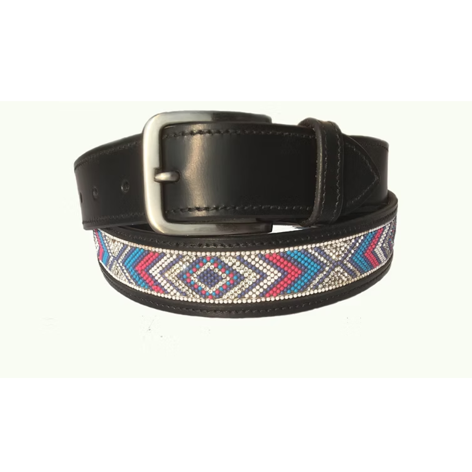 Onyx "Aztec Prism" Beaded & Crystal Riding Belt