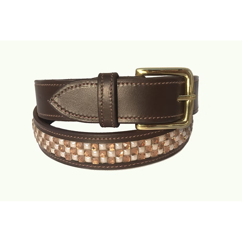 Espresso "Champagne Checkers" Crystal Riding Belt