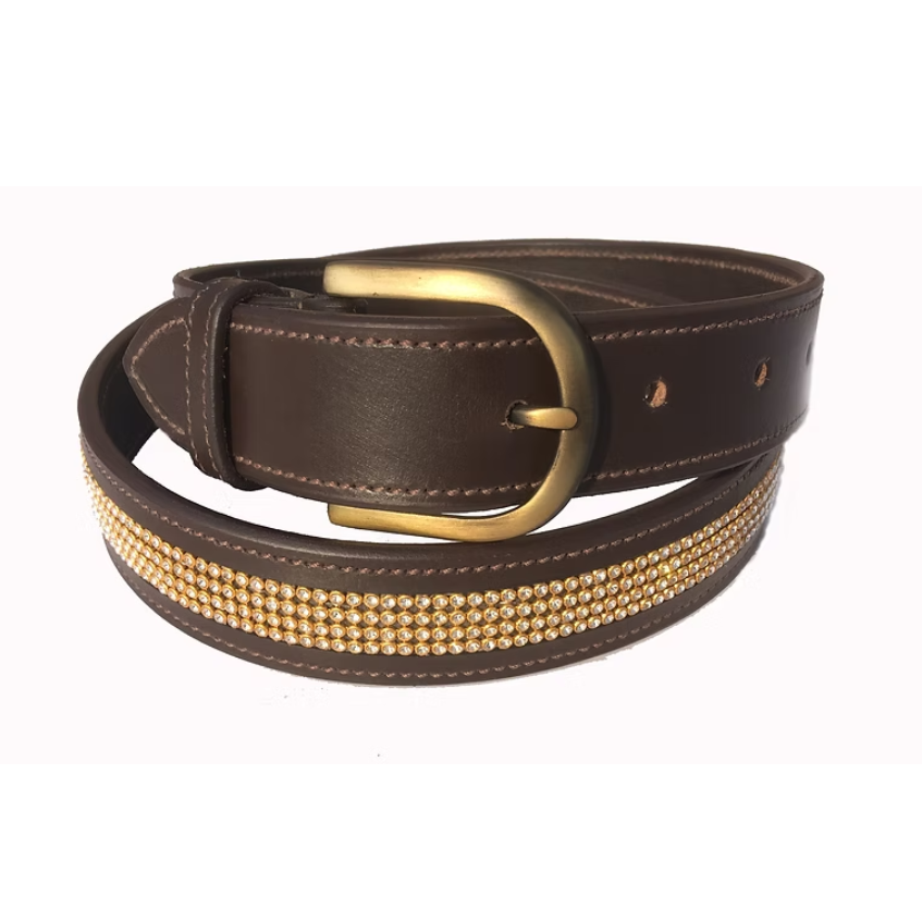 Espresso "Golden Sands" Triple-Row Riding Belt