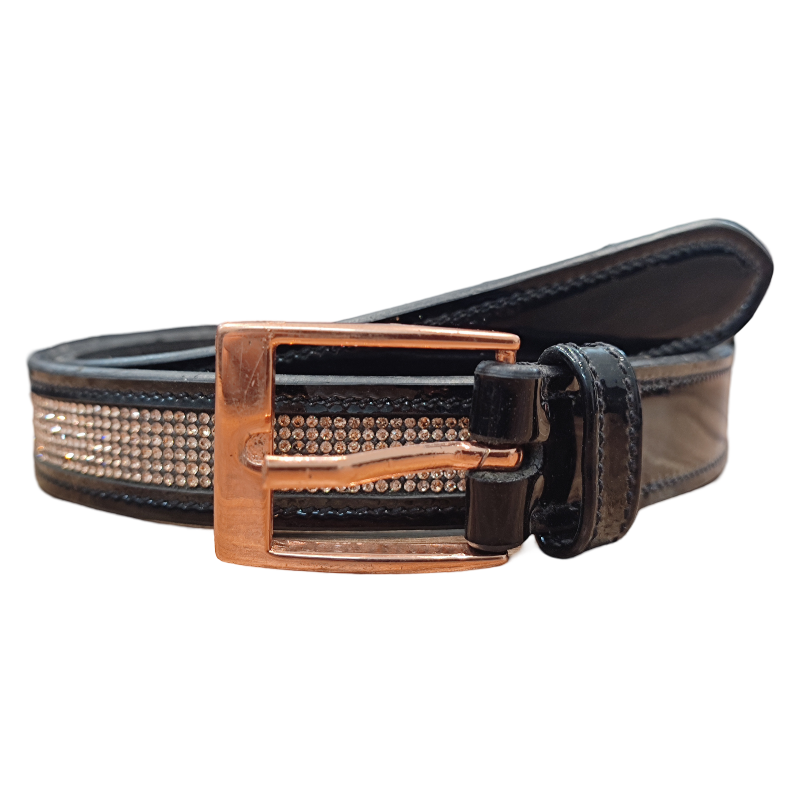 Obsidian Gloss "Rose Gold Galaxy" 5-Row Patent Belt