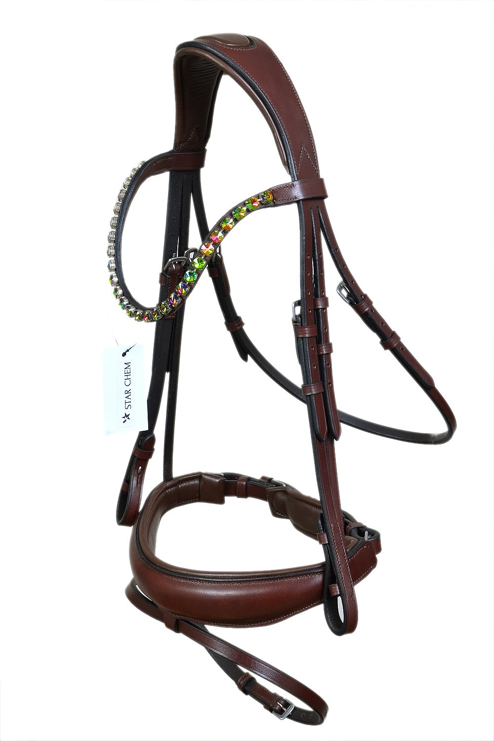 Brown Anatomical Bridle with Crystal Browband
