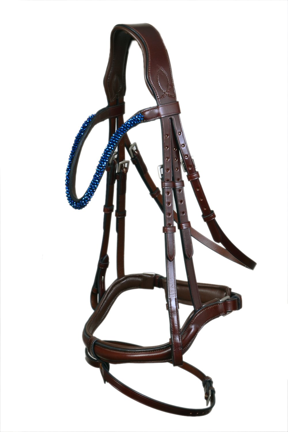 Luxurious Brown Patent Leather Bridle with Crystal Browband