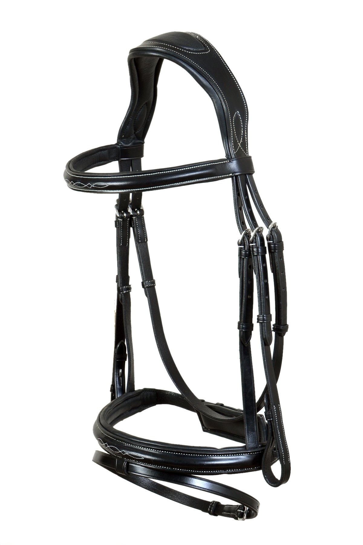 Classic Brown Leather Bridle with Decorative Stitching