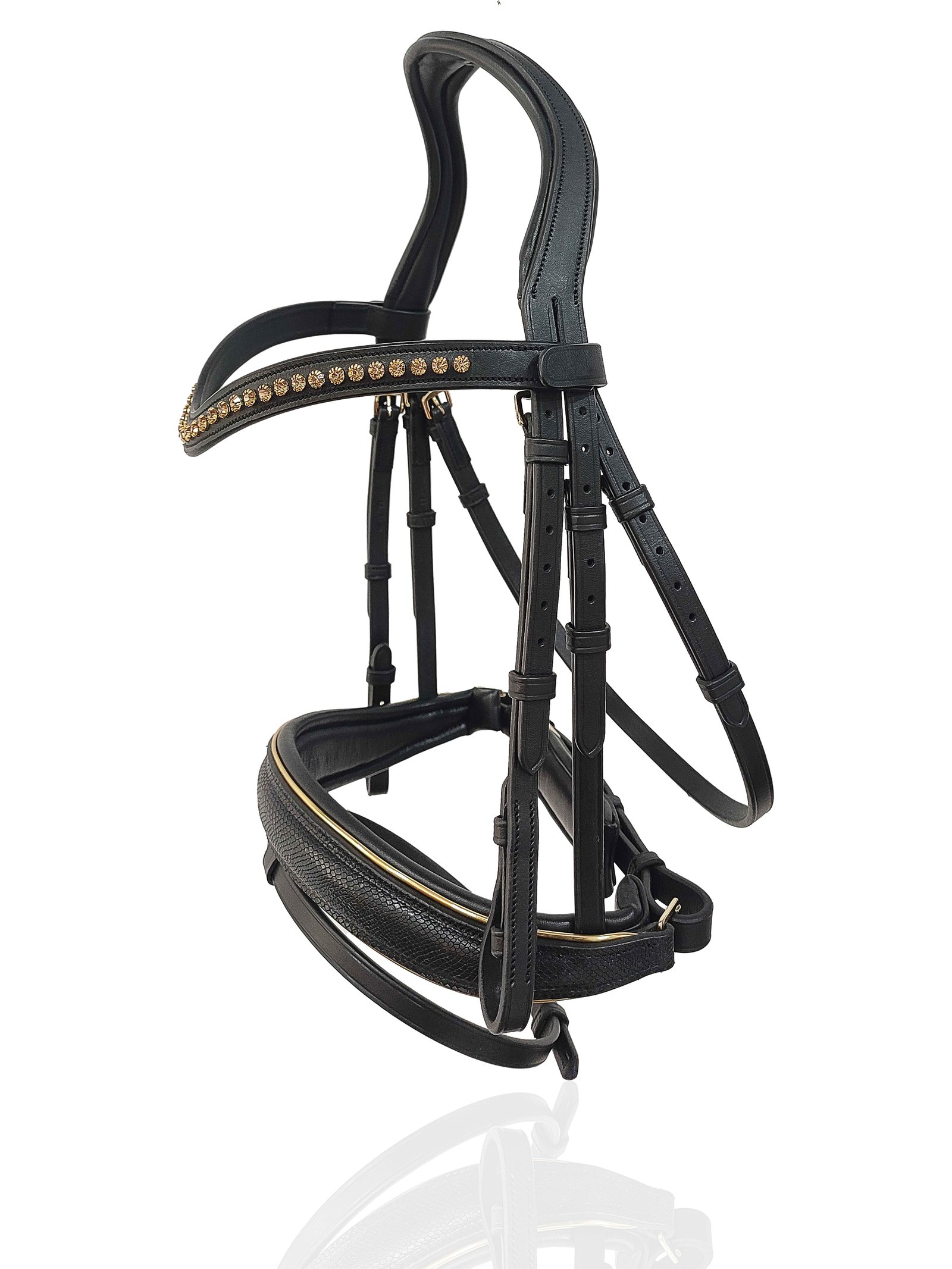 Gold Piping Textured Anatomical Bridle