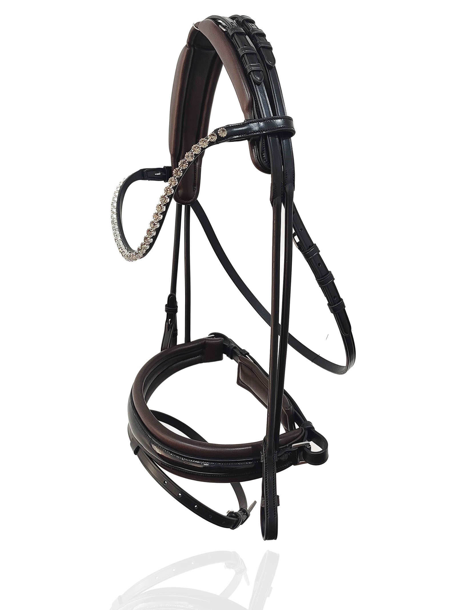 Dual-Tone Professional Anatomical Bridle with Crystal Accents