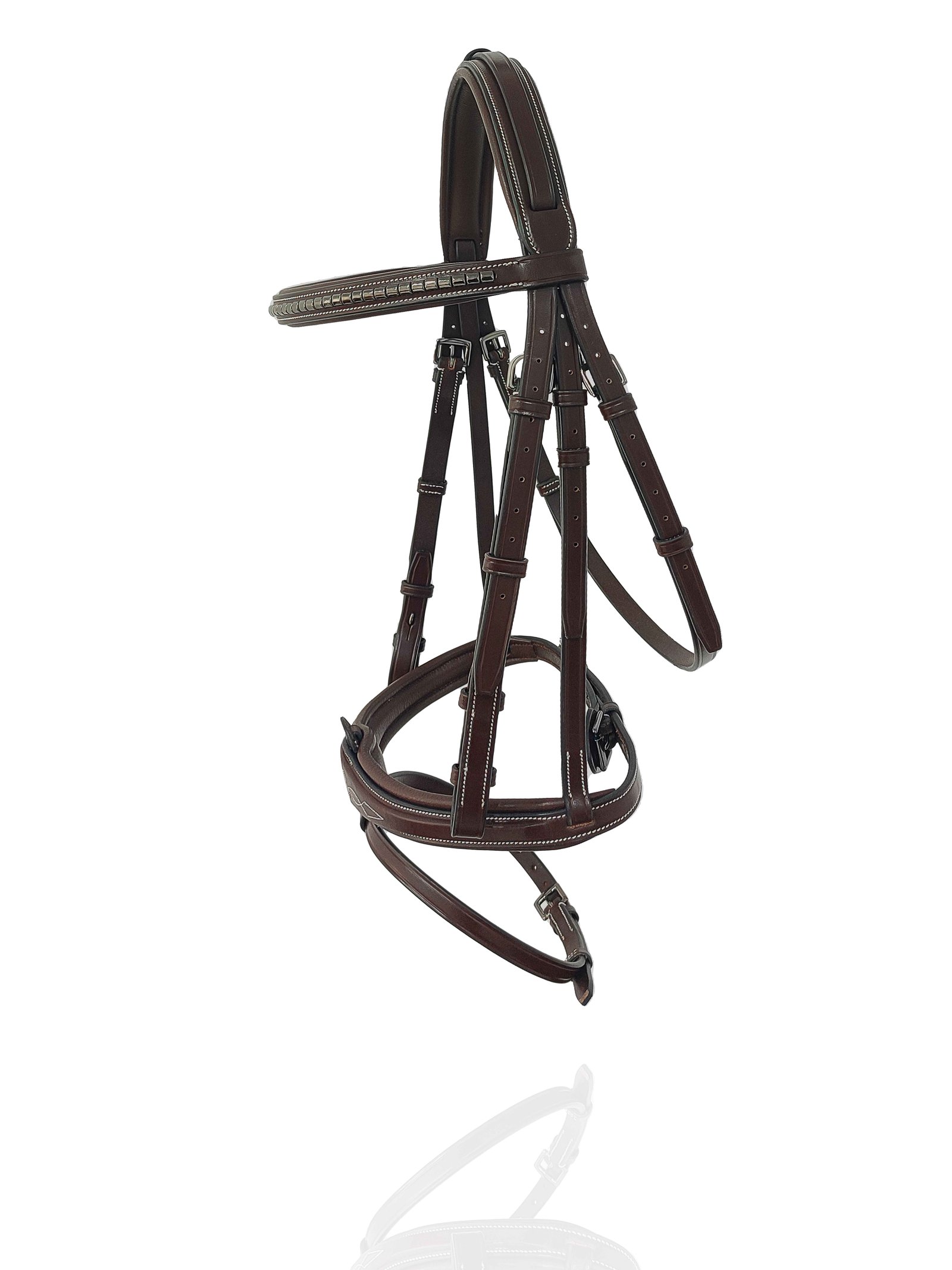 Professional Havana Anatomical Bridle with Silver Link Inlay