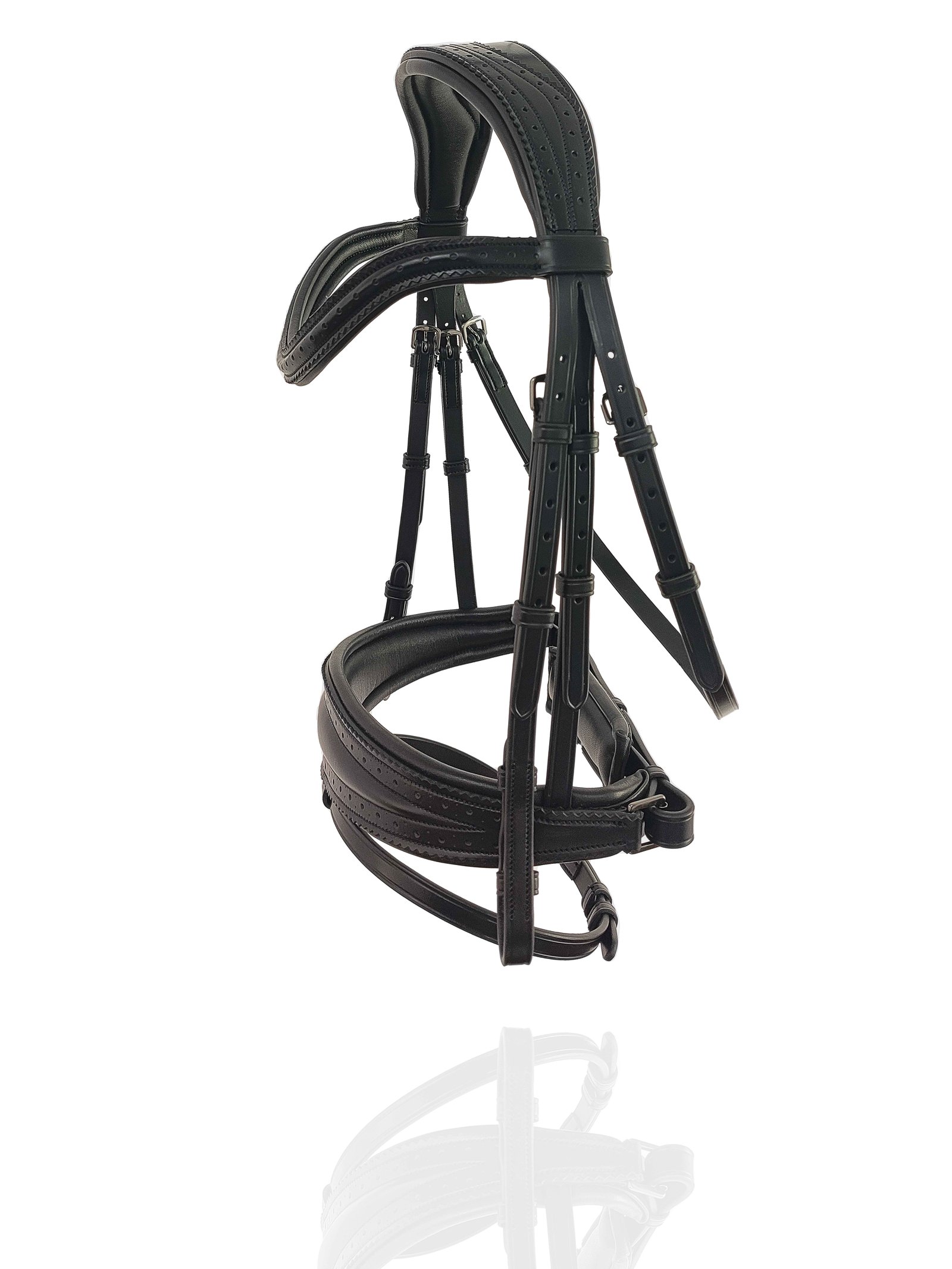 Stealth Monochrome Anatomical Bridle with Perforated Detailing