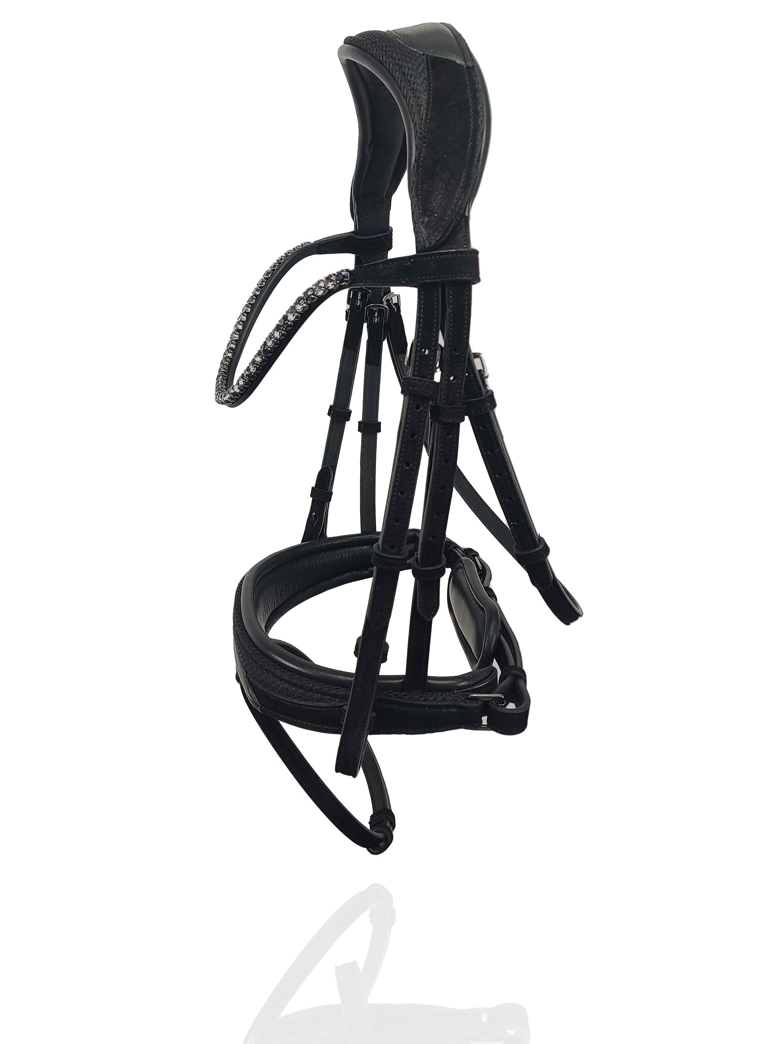 Shadow Onyx Anatomical Bridle with Textured Suede Accents