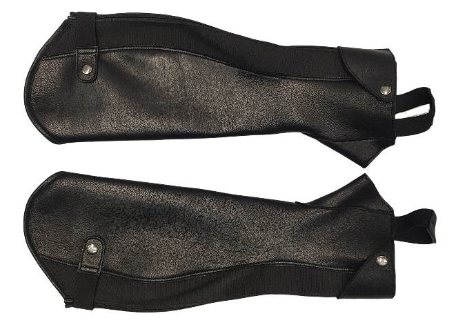 Brown Leather & Black Fabric Half Chaps