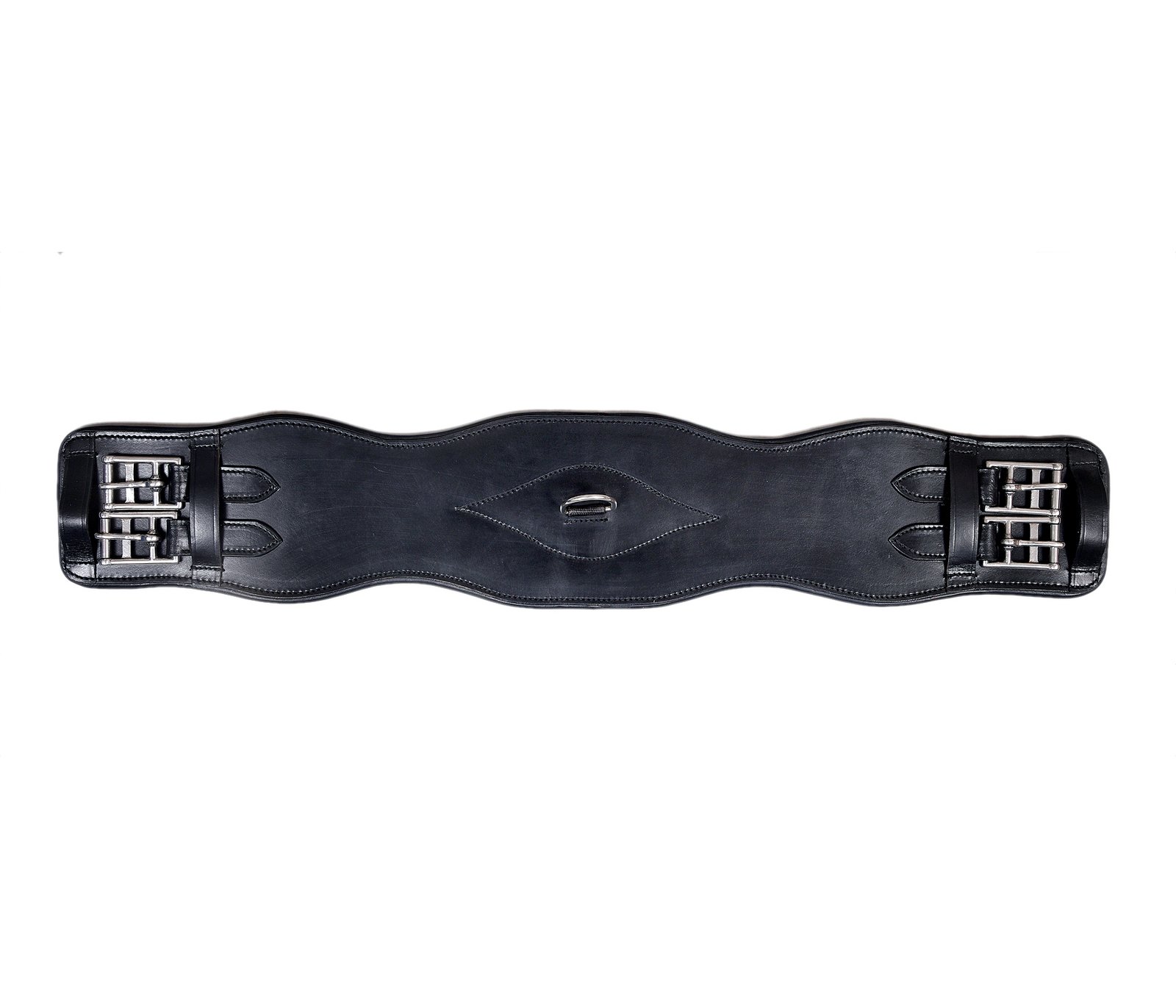 Contoured Black Leather Dressage Girth