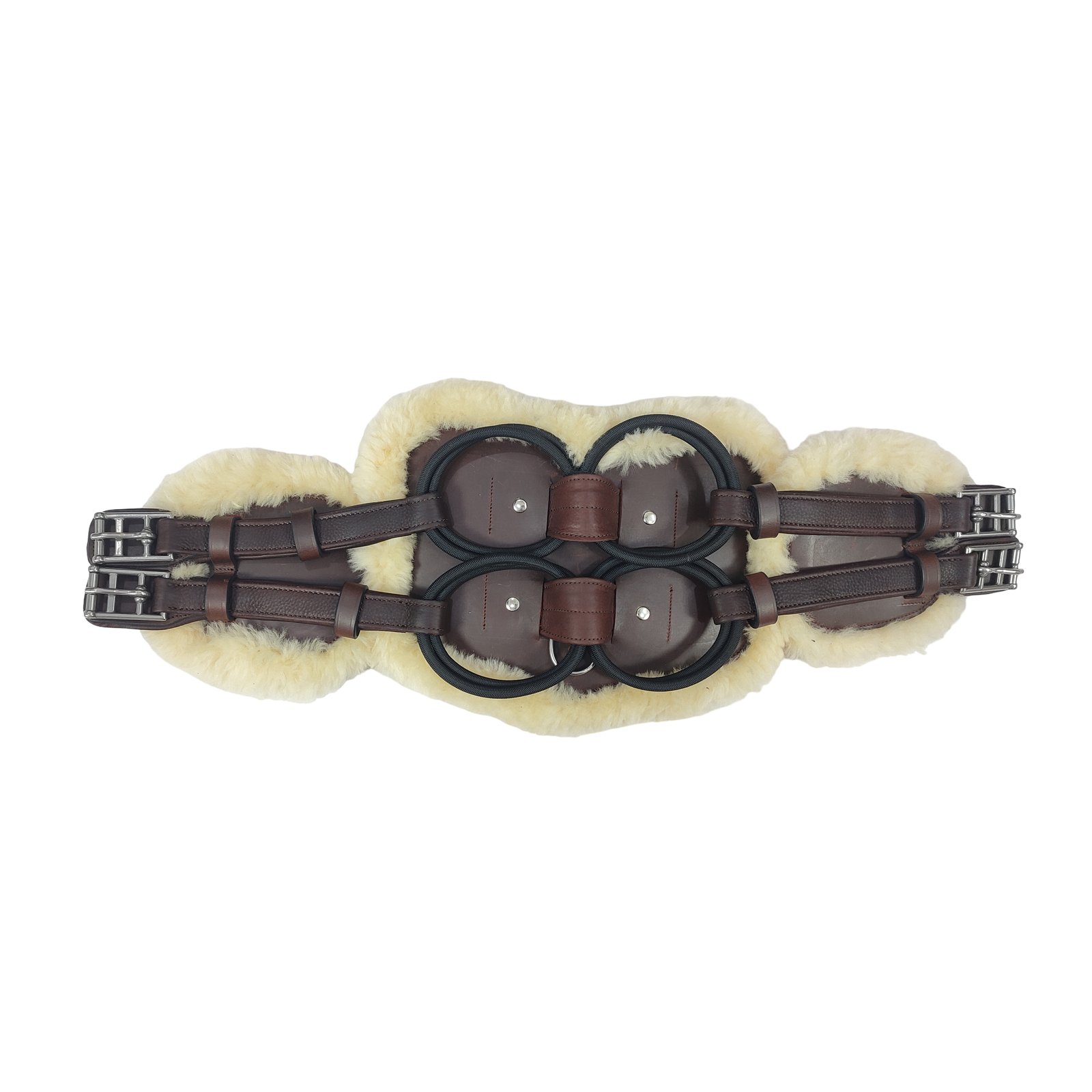 Anatomic Leather Short Girth with Fleece Lining & Elastic Tensioners
