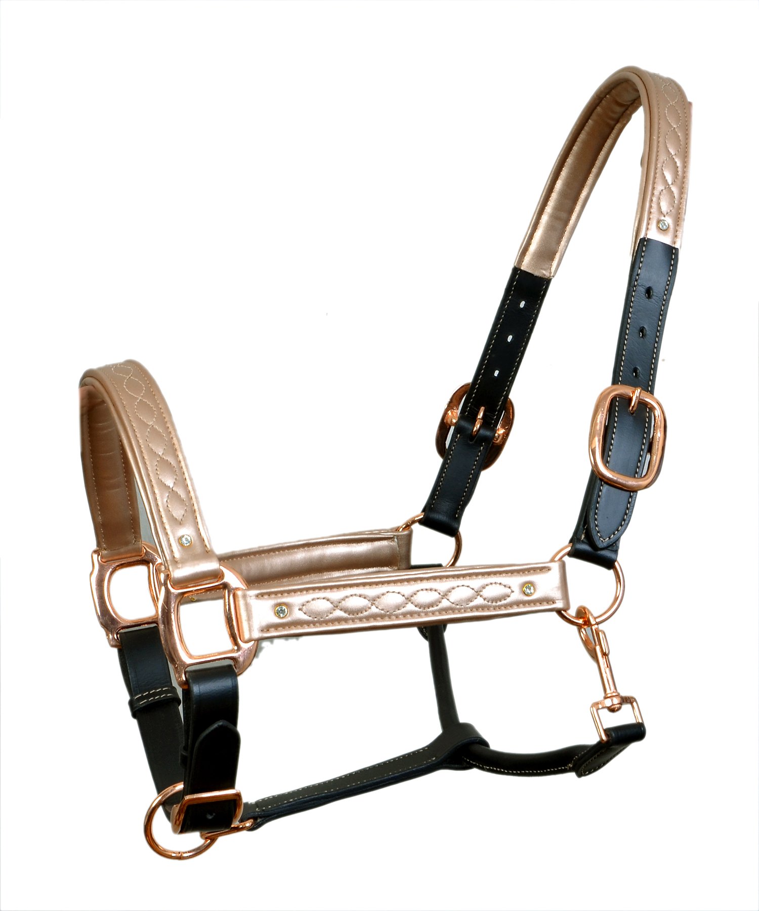 Black & Champagne Quilted Leather Halter