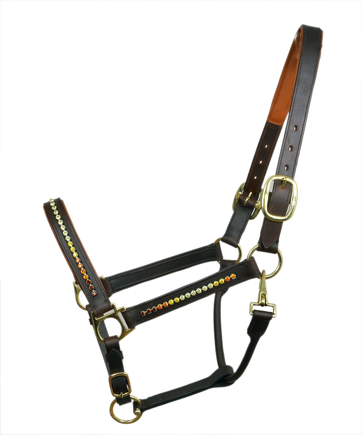 Exquisite Leather Halter with Crystal Accents