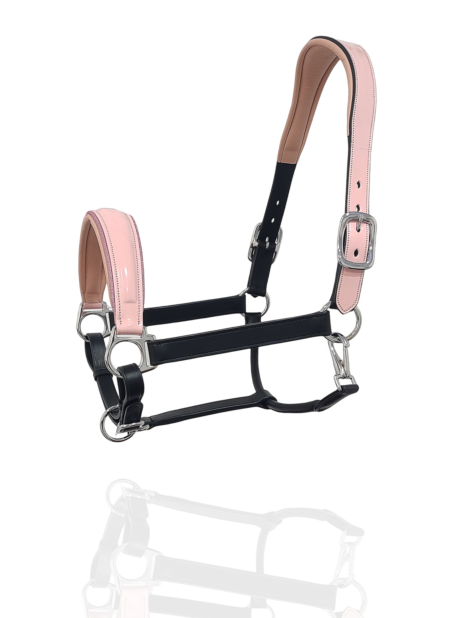 Blush Blossom Patent Leather Halter with Glitter Accents