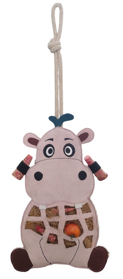 Handcrafted Suede Leather & Jute Hippo Horse Toy / Treat Feeder