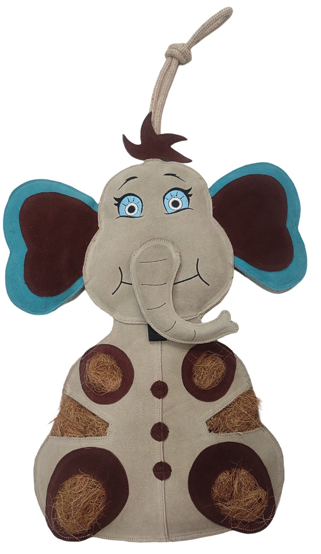 Handcrafted Suede Leather & Jute Elephant Horse Toy / Treat Feeder