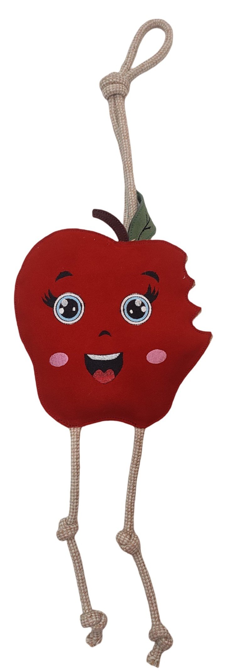 Handcrafted Suede Leather & Jute Bitten Apple Horse Toy