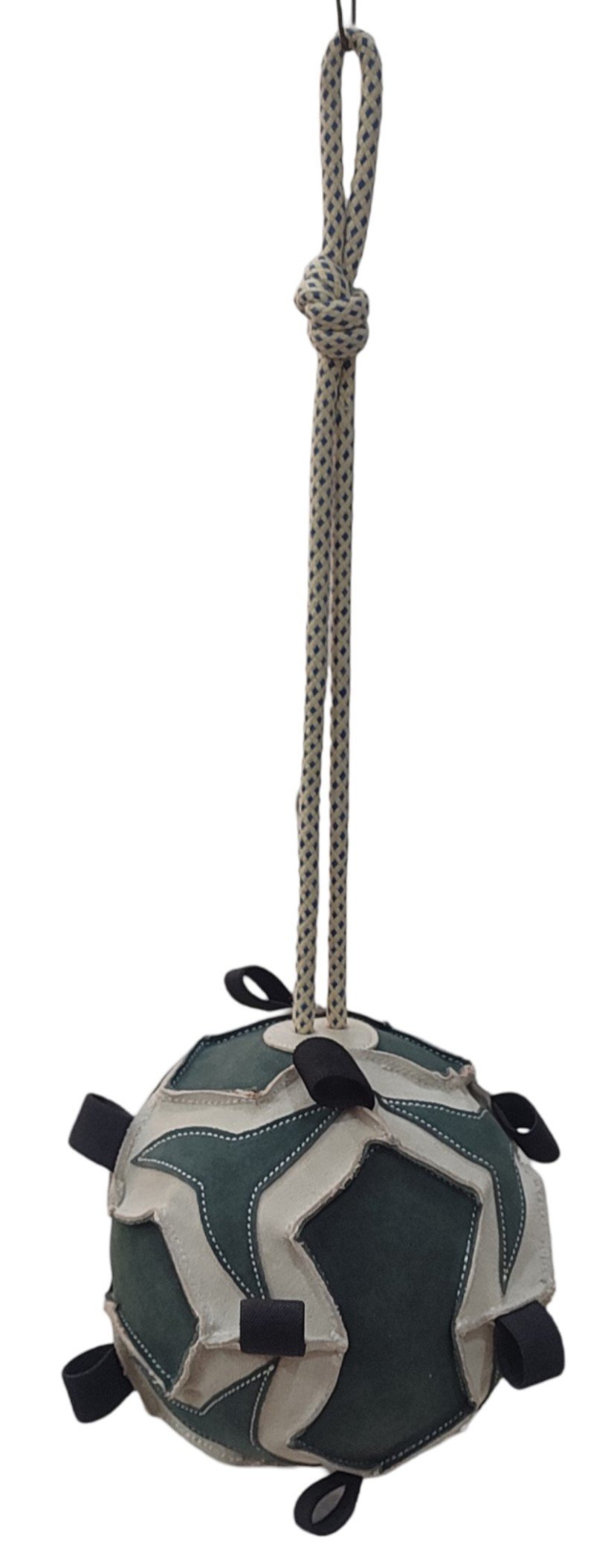Handcrafted Suede Leather & Jute Treat Feeder Ball Horse Toy
