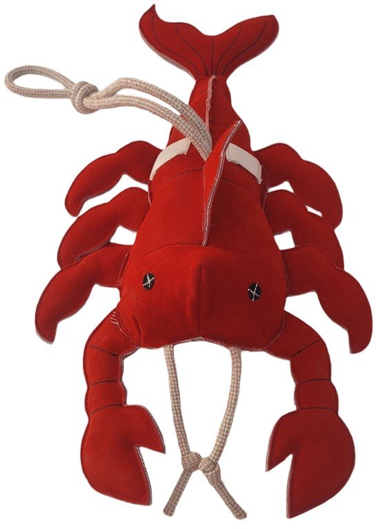 Handcrafted Suede Leather & Jute Lobster Horse Toy