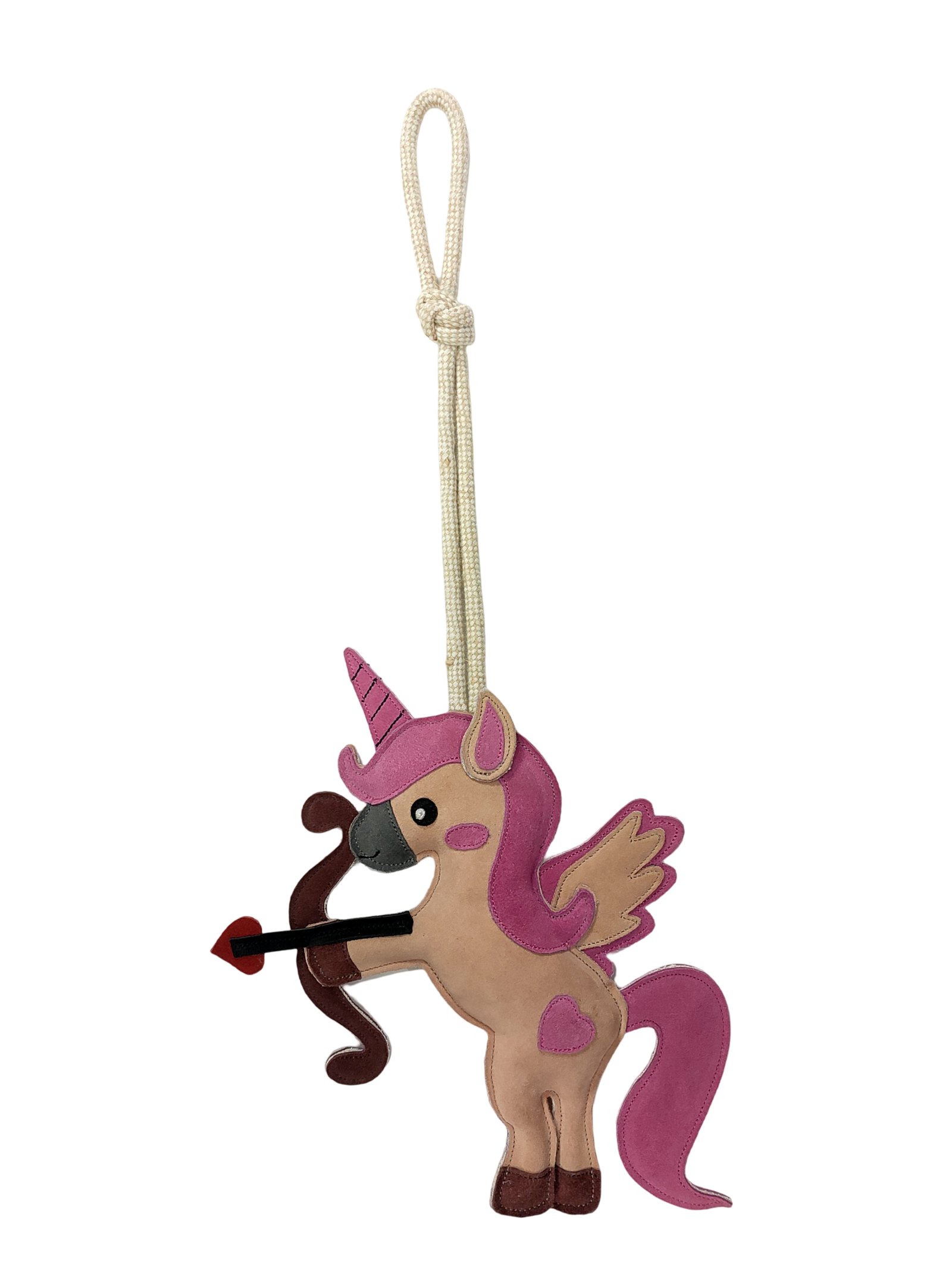 Handcrafted Suede Leather & Jute Cupid Unicorn Pegasus Horse Toy