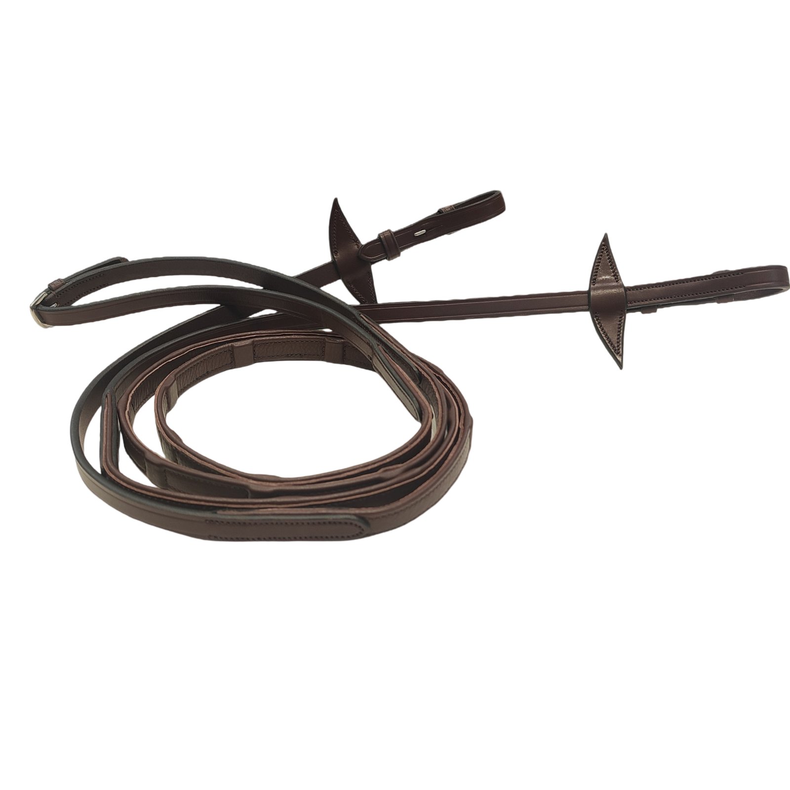 Professional Mahogany Training Reins with Shield Stoppers