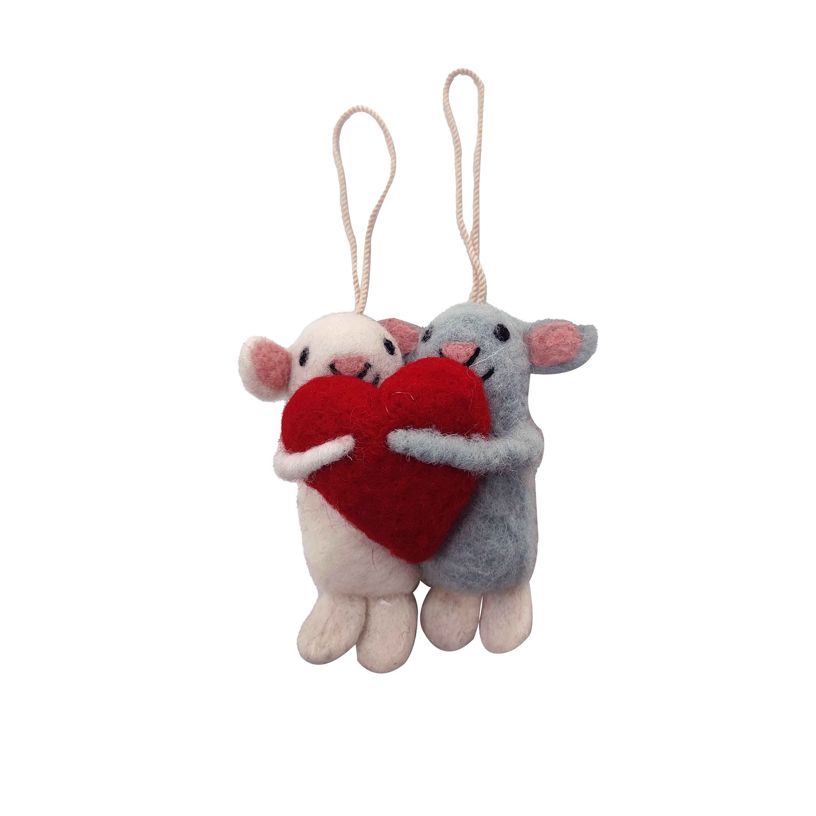 "Heart-to-Heart" Wool-Felt Mouse Duo