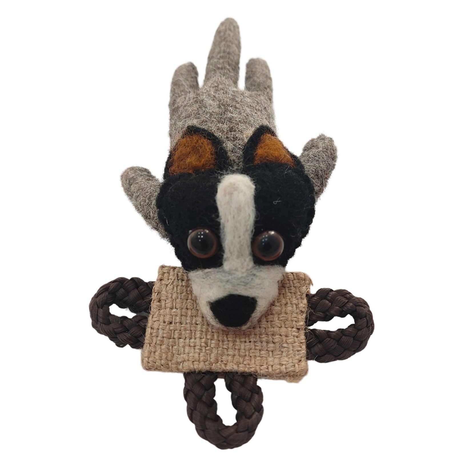 Tri-Color Pup Jute & Felt Kicker Toy