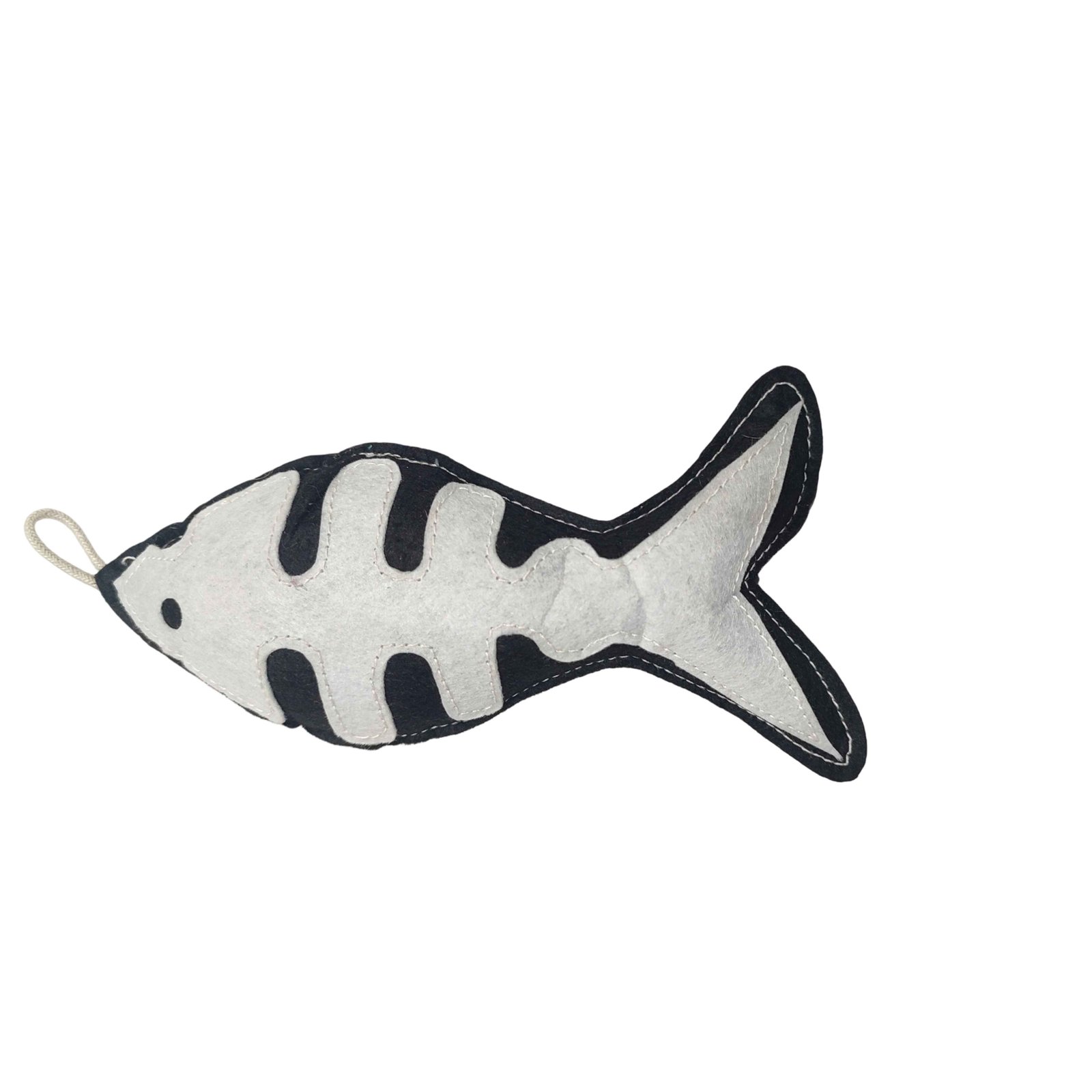 Monochrome Skelly Fish Graphic Plush Toy