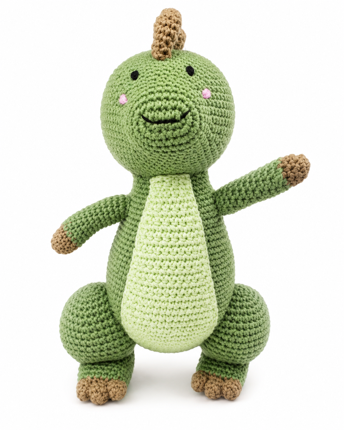Handcrafted Green Dinosaur Crochet Amigurumi Plush Toy