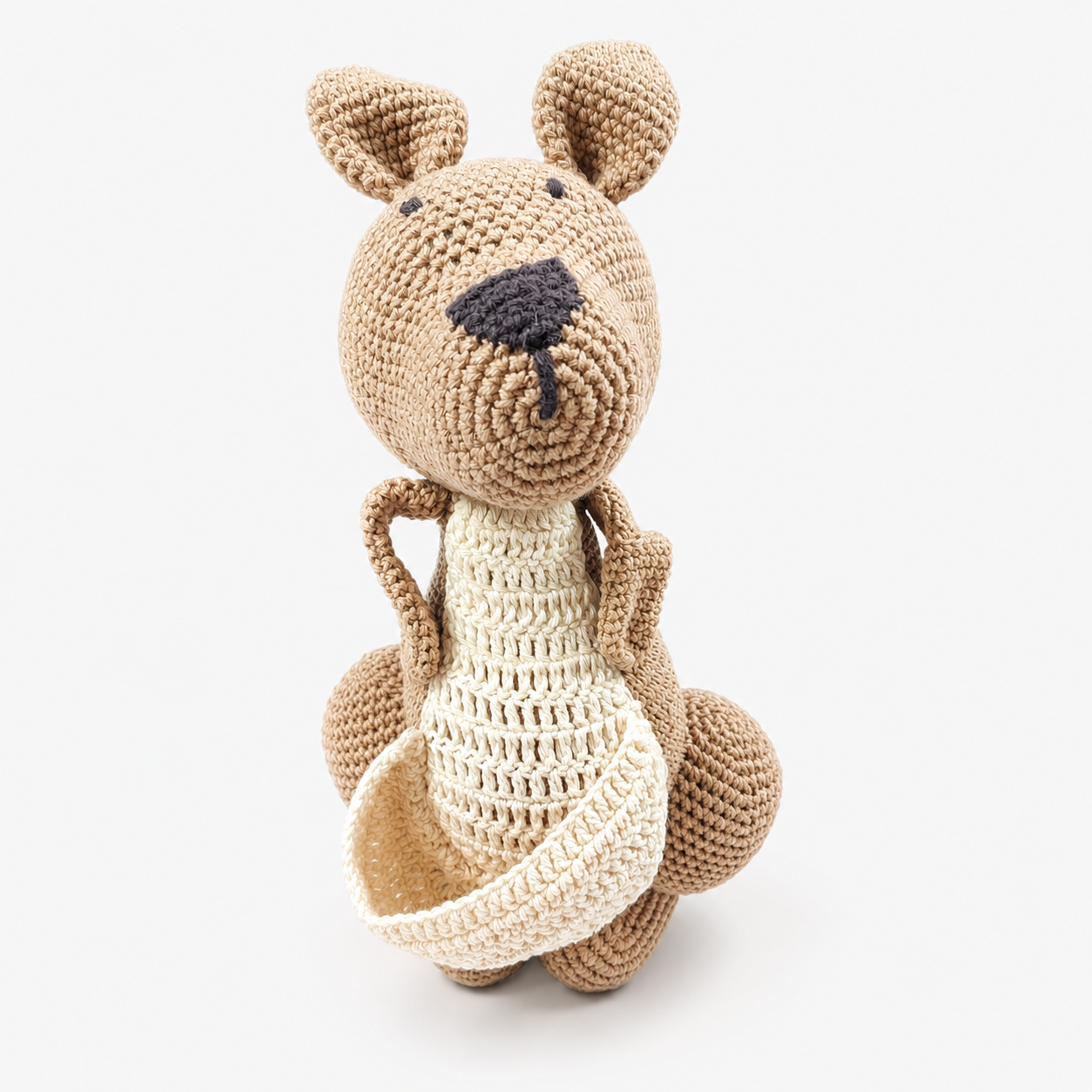 Handcrafted Crochet Kangaroo with Pouch Toy